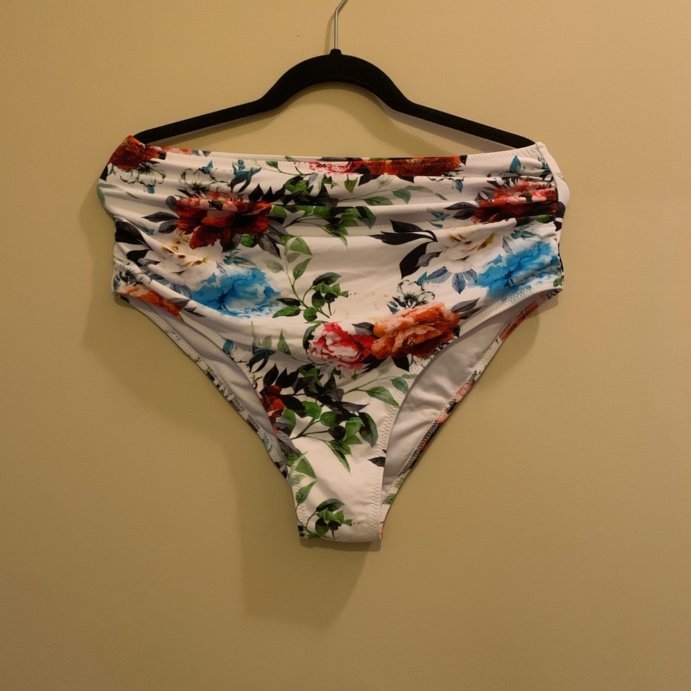 High waisted floral bikini bottoms